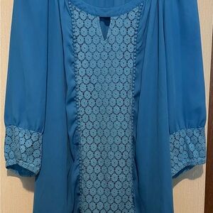 Valerie Stevens Vibrant Blue Blouse with Lace